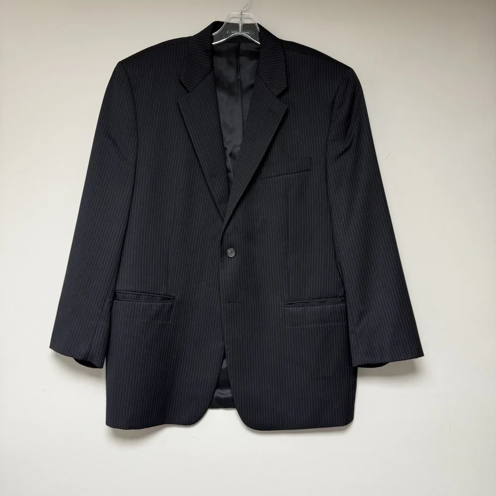 LAUREN RALPH LAUREN Blazer Men's Size 44R Navy Blue Plaid Wool Preppy‎ Tradition
